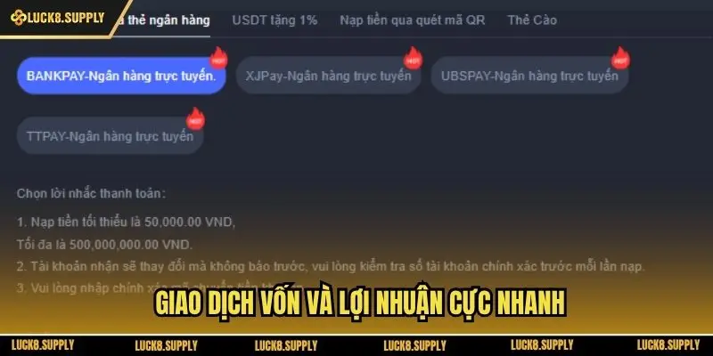 Giao dịch vốn và lợi nhuận cực nhanh