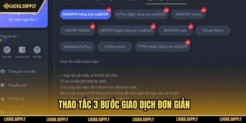 Thao tác 3 bước giao dịch đơn giản